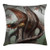 Ambesonne Fantasy World Throw Pillow Cushion Cover, Mythical Dragons -Spewing Reptilian Serpent Beast Animal Monster, Decorative Square Accent Pillow Case, 16" X 16", Teal and Brown