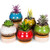 ARTKETTY Ceramic Succulent Planter Pots with Drainage Bamboo Trays, 4 Inch Small Round Cactus Flower Planter Pots for Indoor/Outdoor Plants-Pack of 5-