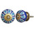 IndianShelf 2 Piece Handmade Blue Ceramic Stephanotis Dresser Knobs Drawer Cabinet Kitchen Wardrobe Door Pulls Handles