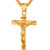 U7 Men Women 18K Gold Plated Crucifix Cross Pendant 3mm Wide Rope Chain 26 Inch Religious Necklace