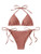 SheIn Women's Swimsuit Halter Triangle Bra with Tie Side Panty Bikini Set Beach Wear Dusty Pink Large