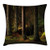 Ambesonne Magic Throw Pillow Cushion Cover, Deep Dark in The Enchanted Forest with Trees in Evening Mystical Theme, Decorative Square Accent Pillow Case, 18" X 18", Green Brown