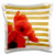 3D Rose Golden Stripes with Orange Poppies Pillow Case, 16" x 16"