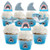 Shark Zone - Cupcake Decoration - Jawsome Shark Party or Birthday Party Cupcake Wrappers and Treat Picks Kit - Set of 24
