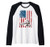Train Locomotive Engine USA American Flag 4th of July Raglan Baseball Tee
