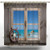 Soft Fabric Shower Curtain by iPrint,View Through Wooden Window with Seascape Ocean Holiday Steering Wheel Maritime Image,Blue Aqua Tan,Polyester Bathroom Decor Set with Hooks,72 Inches