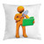 Green and Orange Throw Pillow Cushion Cover by, Orange Man with Magnifying Glass Searhcing a Green Folder, Decorative Square Accent Pillow Case, 18 X 18 Inches, Orange Fern Green Brown