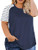AURISSY Plus Size Shirts for Women Oversized Summer Tunic Tops Navy Blue-20W