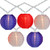 10-Count Red and Blue Round Chinese Lantern String Lights, 7.5ft White Wire