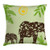 Ambesonne Grunge Throw Pillow Cushion Cover, Elephants on The Field Walking Under Sun Jungle Animal Artwork Print, Decorative Square Accent Pillow Case, 20" X 20", Green Brown