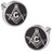 Cuff-Daddy Masonic Freemason Cufflinks Compass Black Enamel Round with Presentation Box