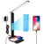 LED Desk Lamp,10w Wireless Charger,USB Charging,Eye Caring Foldable ?Touch Control Table Light,Clock Alarm Date Temperature,Dimmable,3 Lighting Modes 5 Brightness Levels with Adapter for Home Office