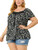 Agnes Orinda Women's Plus Size Tops Dense Floral Square Tassel Tie Neck Loose Blouse 4X Black