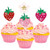 24pcs Berry Sweet Birthday Party Decorations,Strawberry Theme Cupcake Toppers for Summer Fruit Themed Party Food Picks Supplies