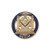 Square  and  Compass with Double Column Round Masonic Lapel Pin - [Blue  and  Gold-[1'' Diameter-