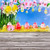 Baocicco 6.5x6.5ft Happy Easter Backdrop Colorful Easter Eggs Narcissu Photo Background Photography Backdrop Sakura Rustic Shabby Wood Board Floor Backdrop Photo Studio Video Props Photo Booth