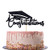Black Glitter Congratulations Cake Topper - Congrats Grad Graduate Party Decorations Supplies - High School Graduation, College Graduate Cake Topper