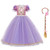 Sofia Rapunzel Princess Dress Girls Fancy Outfits Halloween Christmas Maxi Puffy Carnival Evening Floor Length Prom Ball Gown Photo Shoot for Kids Light Purple and Wig 10-11 Years