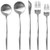 POPBANG Stainless Steel Flatware Tableware Dinnerware Silverware Set, 5-Piece Modern Design Long Handle Utensils include Dinner Fork Salad Fork Dinner Spoon Tea Spoon Knife Dishwasher Safe