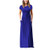 Lucktop Women Long Dresses Summer Solid O Neck Short Sleeve Casual Pockets Maxi Dress Loose Floor Length Dress Party Dress Blue