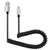 Tuscom USB-C USB 3.1 Type C Data Charge Charging Cable 1M Spring Coiled Retractable USB A Male to Type c USB-C Data Charging Cable -Silver-