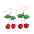 Cute Cherry Fruit Dangle Earrings Lovely Red Cherry Ear Clips Drop Earrings for Women Girls Jewelry-A-