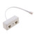 Two Way RJ11 US Telephone Plug to One US Socket Adapter Splitter Phone Line for Landline White
