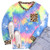MOUSYA Tie-Dye Shirt Leopard Print Women Long Sleeve Gradient T-Shirt V Neck Rainbow Patchwork Summer Casual Tee Tops