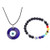 Picano 2 Pcs Turkish Evil Eye Pendant Necklace Evil Eyes Bracelet Hamsa Hand of Fatima Bracelet Lucky Protection Jewelry Set -7 Chakras-