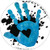 Safety Spot Magnet - Kids Handprint for Car Parking Lot Safety - White with Black Splat Background -Blue-