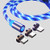 Magnetic Charging Cable, 3 in 1 LED Flowing 6.6FT Light Up Party Shining USB Charger Cord Compatible with iOS Android/Micro,Type C/USB C Products,Blue