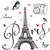 Gueevin 2 Sheets Paris Tower Wall Stickers Eiffel Tower Wall Sticker Decal Removable Paris Tower Wall Decor for Bedroom Living Room Sofa Backdrop TV Wall Romance Decoration