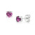 SolidSilver- Sterling Silver 3mm Round-Cut Solitaire Stud Earrings | Simulated Amethyst