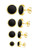 4 Pairs Black Enamel Round Stud Earrings Stainless Steel for Men Women - 6mm 8mm 10mm 12mm a Set