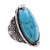 Charming Blue Synthetic-Turquoise Tibet Silver Plated shion Ring Size 7
