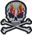 Skull and Cross Bones with Flames 3" Embroidered Patch AKskullflamek2