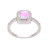 CloseoutWarehouse Pink Simulated Opal Princess Halo Ring Sterling Silver Size 7