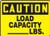CAUTION LOAD CAPACITY --- LBS. 10" x 14" Plastic Sign
