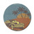 Ambesonne Cars Mouse Pad for Computers, Vintage Car on The Beach with Palm Trees at Sunset Grunge Display, Round Non-Slip Thick Rubber Modern Gaming Mousepad, 8" Round, Pale Yellow Dark Orange