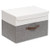 Yawinhe Collapsible Storage Boxes with Lids Fabric Foldable Storage Bins Organizer Containers Baskets with Lid for Home Bedroom Closet Office -White/Grey, 17.7x11.8x11.8in/1-Pack-