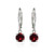 Sterling Silver Dark Red 6mm Round Dangle Leverback Earrings Made with Swarovski Crystals