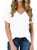 MIEMIE Women Short Sleeve V-Neck T-Shirts Casual Plain Basic Shirts Loose Tee Tops White X-Large