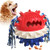 Dog Chew Toys Ball, Squeaky Treat Dispensing Puppy Puzzle Toy to Clean Molar Teeth for Aggressive Chewers with Bite Rope and Water Floating Function, Red