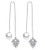 Freedi Women Pearl Ball Crystal Leaf Threader Tassel Earrings Fashion Long Drop Dangle Chain Earrings