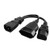 Tekit Y Type Splitter Power Cord?IEC320 C14 to C13 plus2 Hole EU CEE7/16 4.0mm Female Socket AC Power Cord -C14 to C13 plusEU 1ft-
