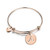 Zuo Bao Rose Gold Initial Disc Expandable Wire Bracelet Bangle with Heart Charm -A-