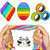 12Pack Sensory Fidget Toys Set Stress,Magnetic Fidget Rings,Push Pop Bubble Sensory Fidget Toy,Unicorn Stretchy String Toys,Flippy Chain, Calming Toys for ADHD Autism Anxiety