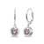 Sterling Silver Pink 6mm Round Bezel-Set Dangle Leverback Earrings Made with Swarovski Crystals