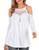 Womens Casual Long Sleeve Tops Flowy Lace Loose Cold Shoulder Blouse T-Shirts -L,White-