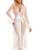 RSLOVE Women Lace Robe Sexy Lingerie Long Kimono Robe Mesh Chemise Sheer Gown Cover Up White S